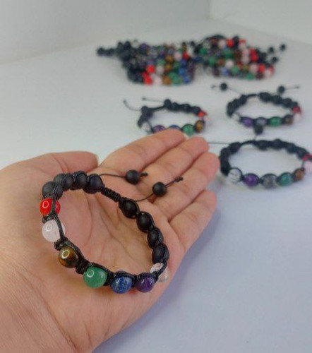 دستبند هفت چاکرا با بافت چرم