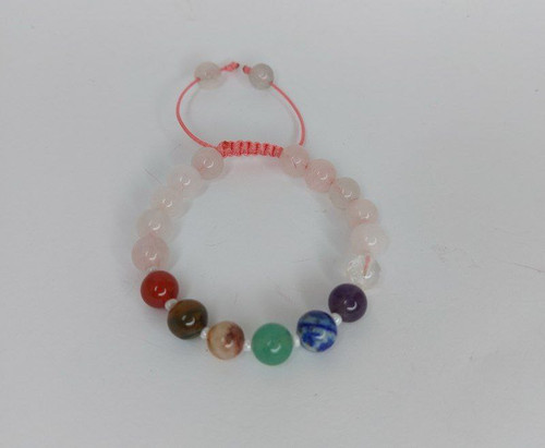 دستبند هفت چاکرا با رزکوارتز