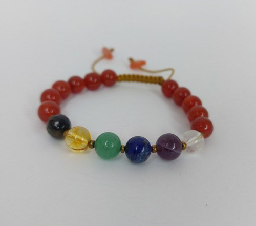 دستبند هفت چاکرا با عقیق سرخ