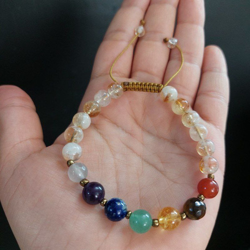 دستبند هفت چاکرا با سیترین کوارتز