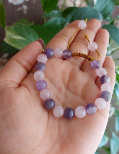 دستبند رزکوارتز و آمتیست