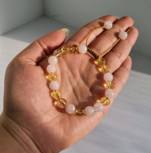 دستبند سیترین و رزکوارتز