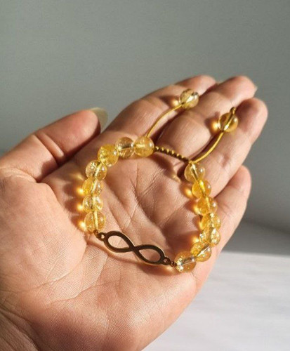 دستبند پلاک بینهایت و سنگ سیترین