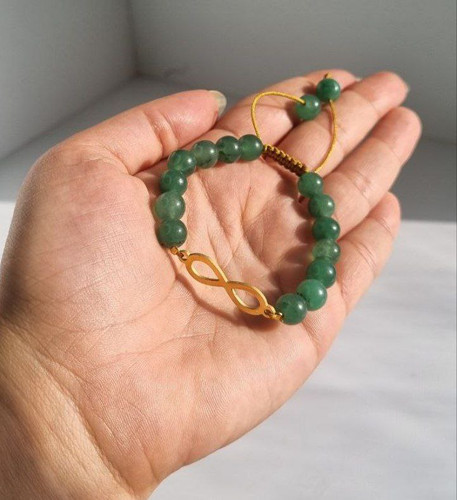 دستبند پلاک بینهایت و سنگ اونتورین