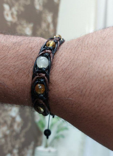 دستبند سیترین و چشم ببر بافت