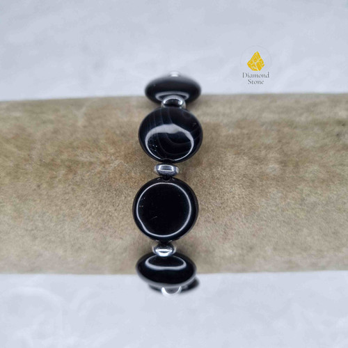 دستبند سکه ای عقیق سیاه (عنصر آب)