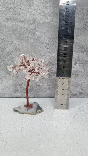 درختچه سنگی کریستال کوارتز با پایه عقیق