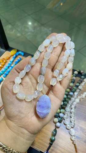 تسبیح عقسق آبنباتی سفید