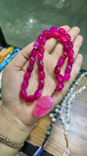 تسبیح عقسق آبنباتی صورتی