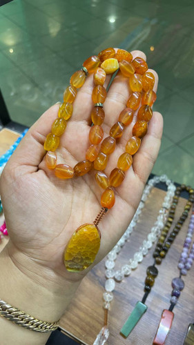 تسبیح عقسق آبنباتی نارنجی