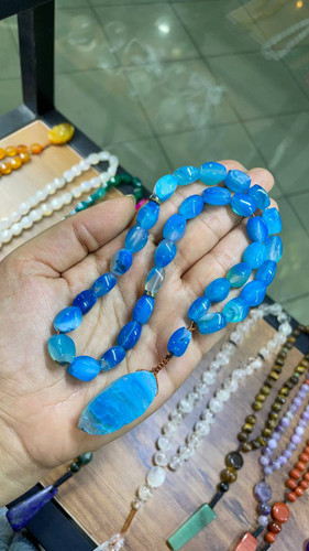 تسبیح عقیق آبنباتی آبی